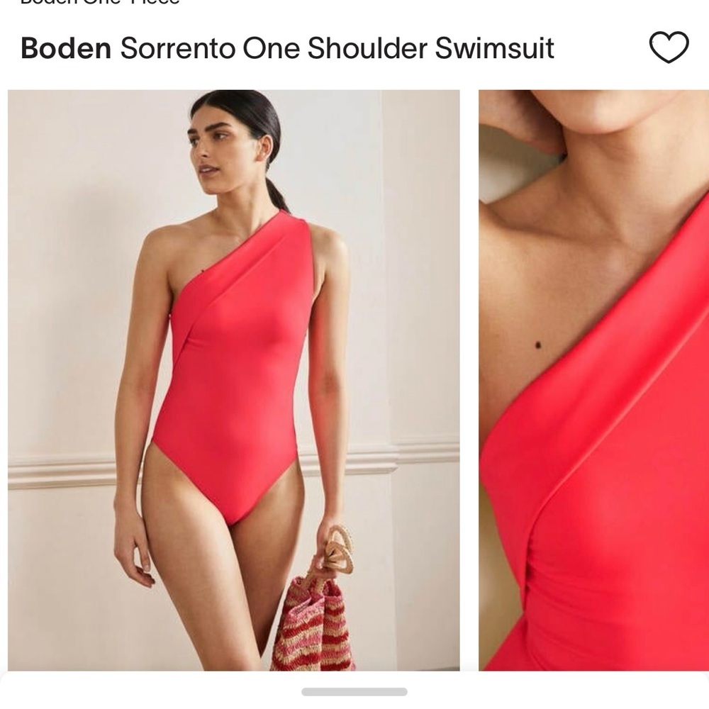Boden One-Shoulder One-Piece Swimsuit - Coral Red
